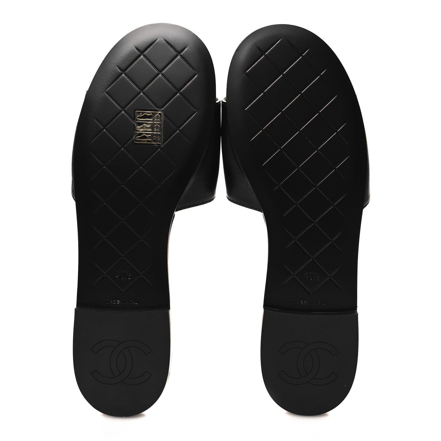 Chanel Lambskin Quilted Turnlock Flat Mules 40.5 Black 6 of 10