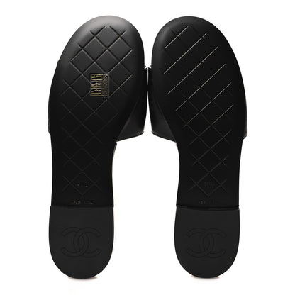 Chanel Lambskin Quilted Turnlock Flat Mules 40.5 Black 6 of 10