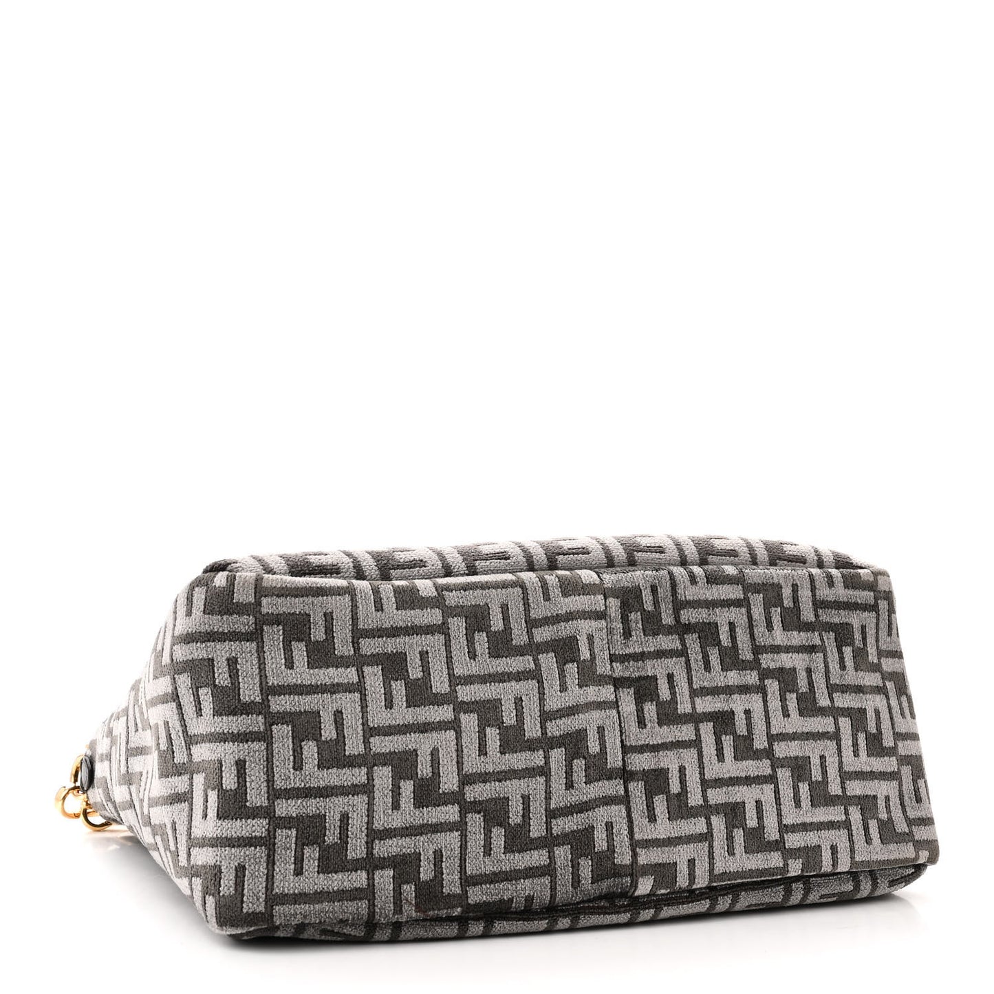 Chenille Vitello Seta Plexiglass FF Fendi O'Lock Zipper Anthracite Asfalto