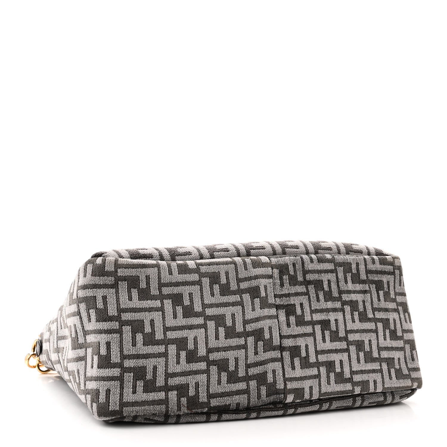 Fendi Chenille Vitello Seta Plexiglass FF Fendi O'Lock Zipper Anthracite Asfalto 4 of 11