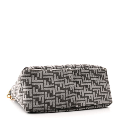 Fendi Chenille Vitello Seta Plexiglass FF Fendi O'Lock Zipper Anthracite Asfalto 4 of 11