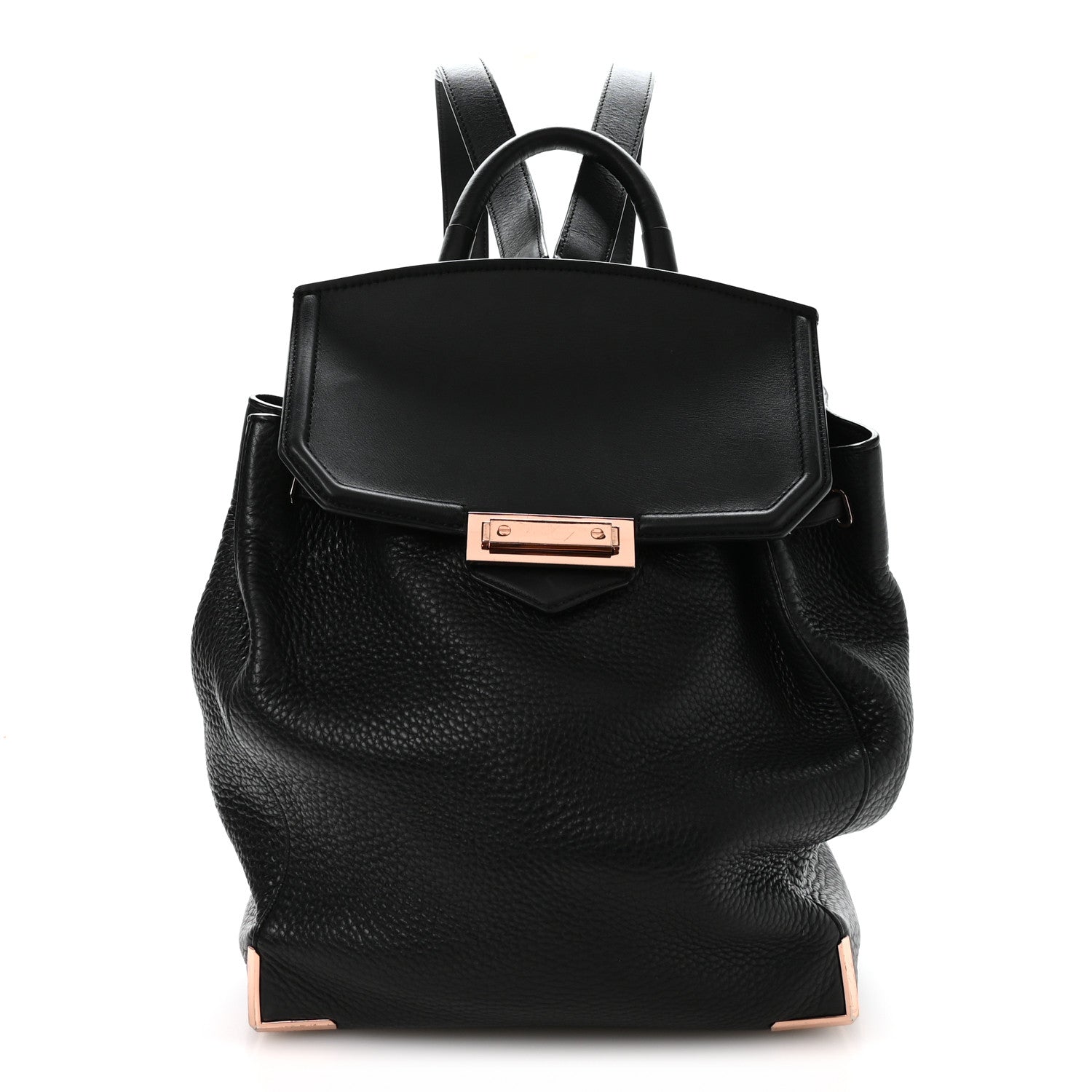 Alexander Wang Pebbled Calfskin Prisma Skeletal Backpack Black Rose Gold Hardware 1 of 11