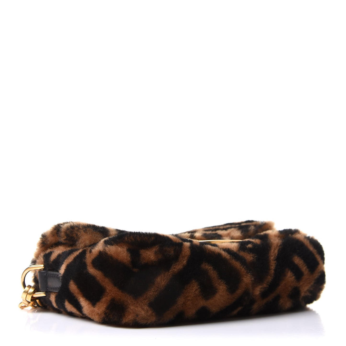 Shearling Vitello Dolce Macro FF 1974 Mini Baguette Tobacco Black