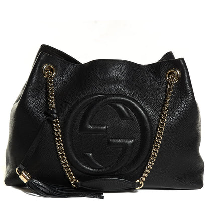 Gucci Pebbled Calfskin Medium Soho Chain Shoulder Bag Black 1 of 9