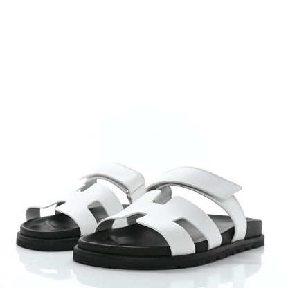 Hermes Calfskin Womens Chypre Sandals 39.5 White 3 of 9