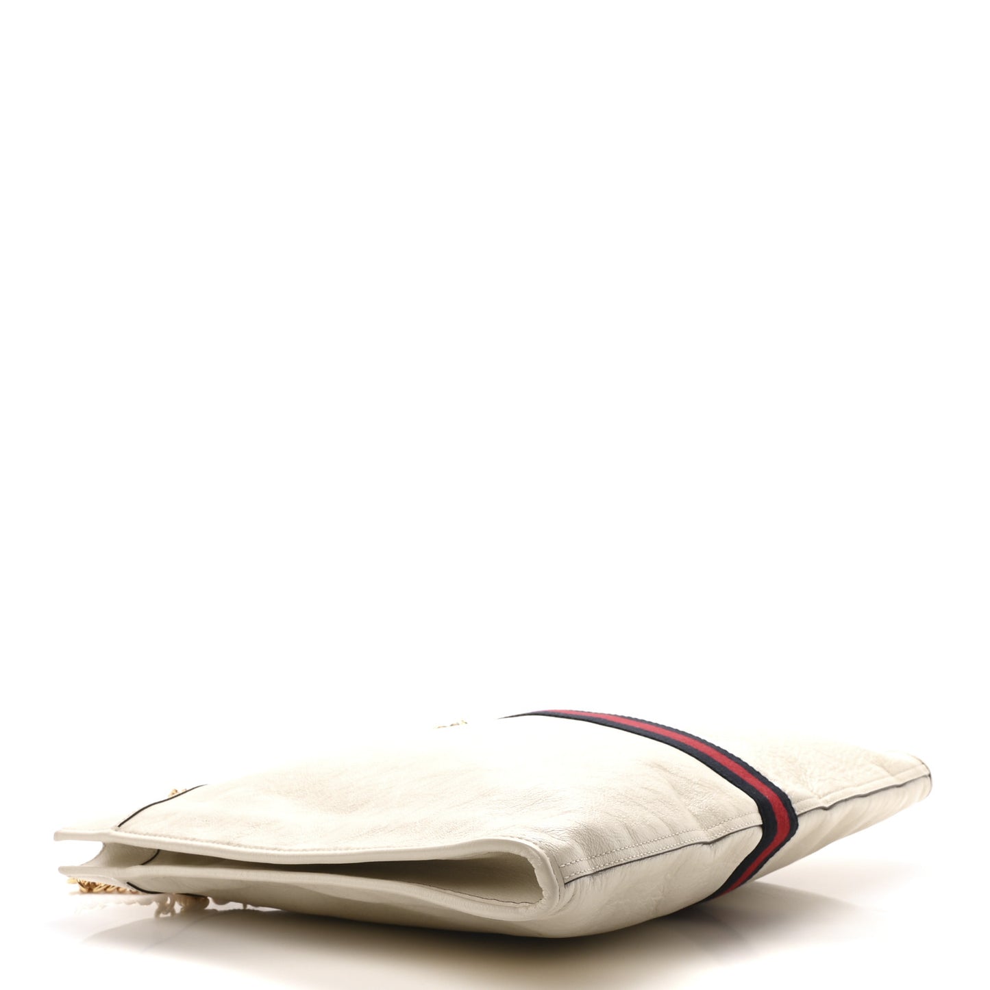 Suede Calfskin Large Rajah Chain Tote White