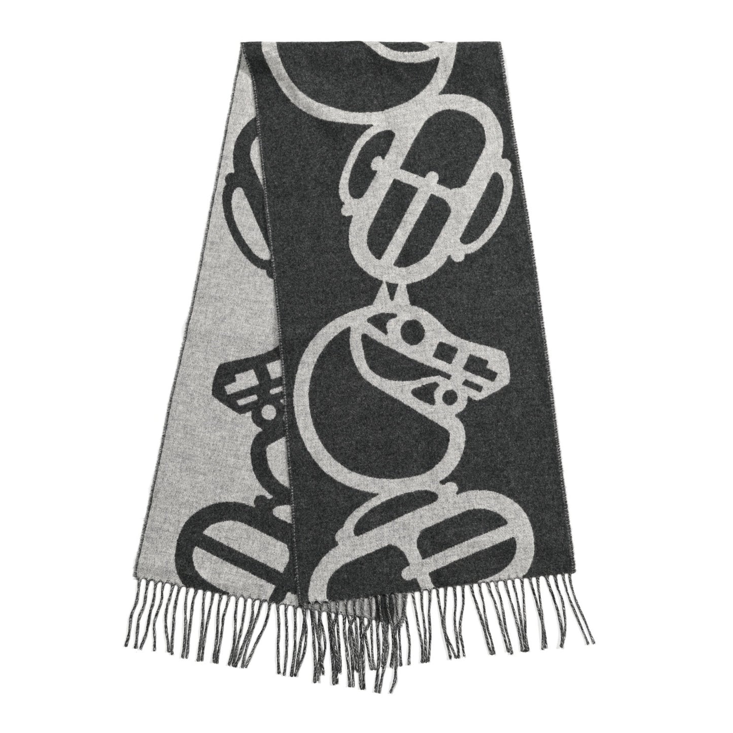 Cashmere Boucles et Camails Muffler Anthracite Gris Clair