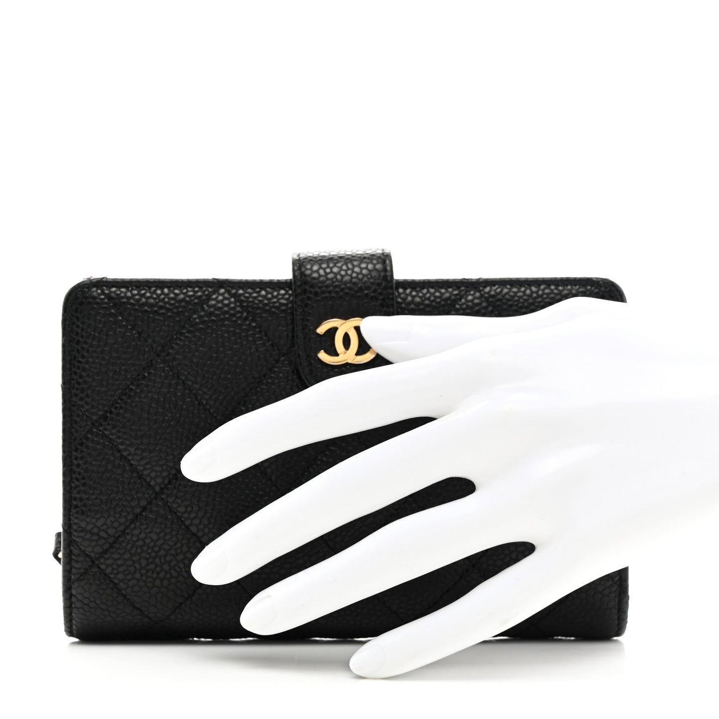 Caviar Quilted Zipped Pocket Wallet Black