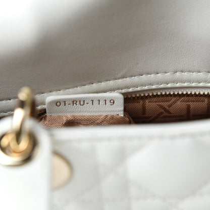 Christian Dior Lambskin Cannage Small My ABCDior Lady Dior White 10 of 12