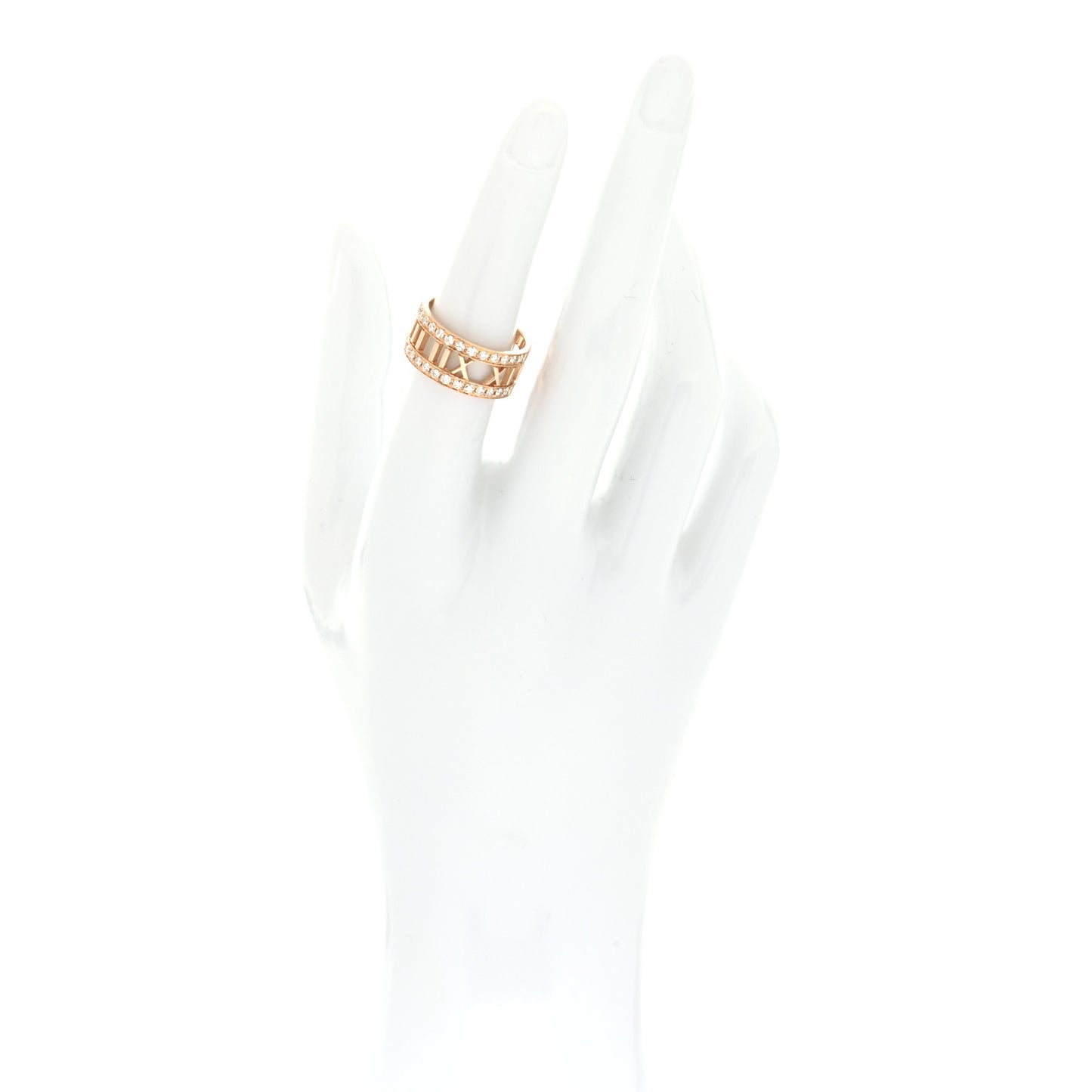 18K Rose Gold Diamond Wide Atlas Open Ring 53 6.5