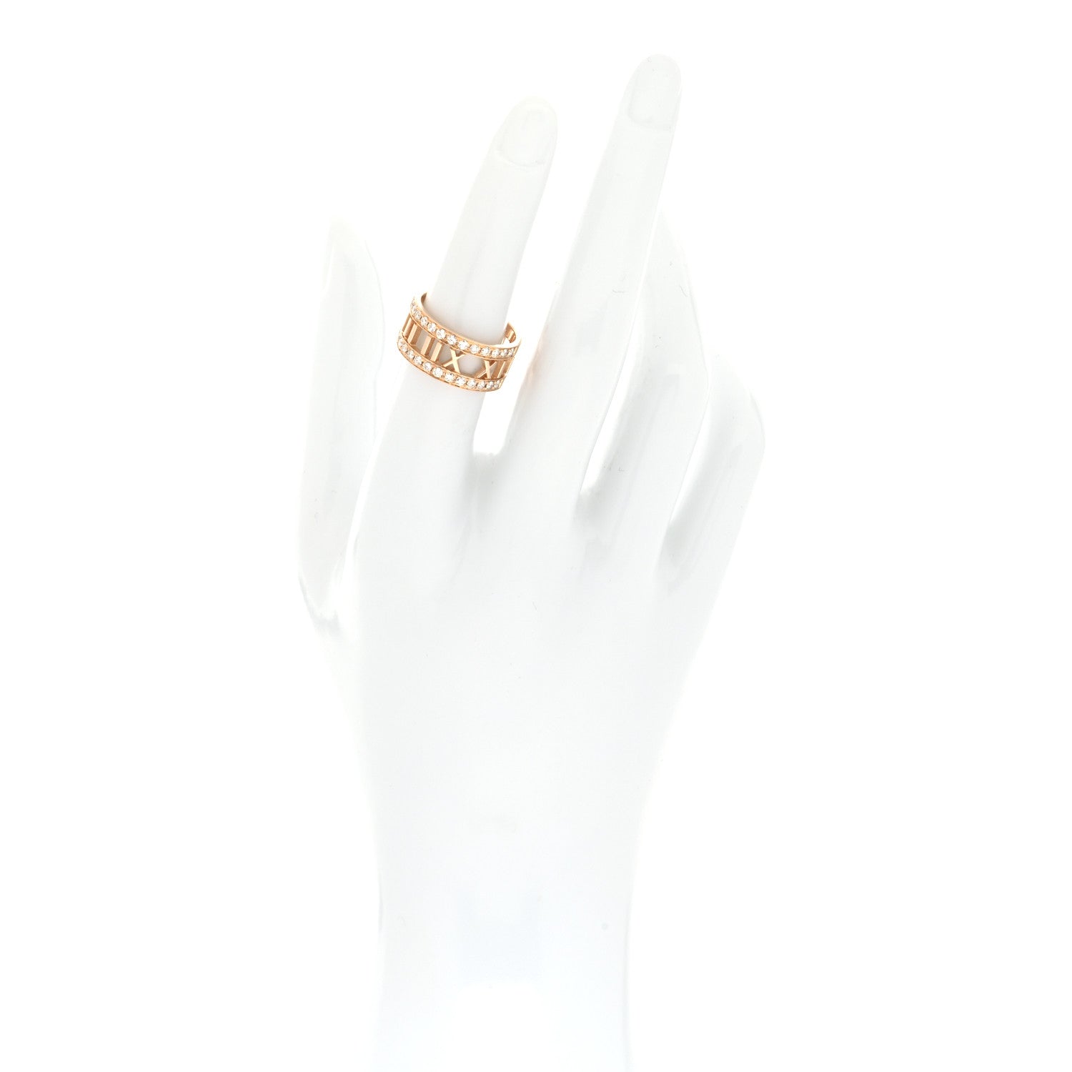 Tiffany 18K Rose Gold Diamond Wide Atlas Open Ring 53 6.5 2 of 5