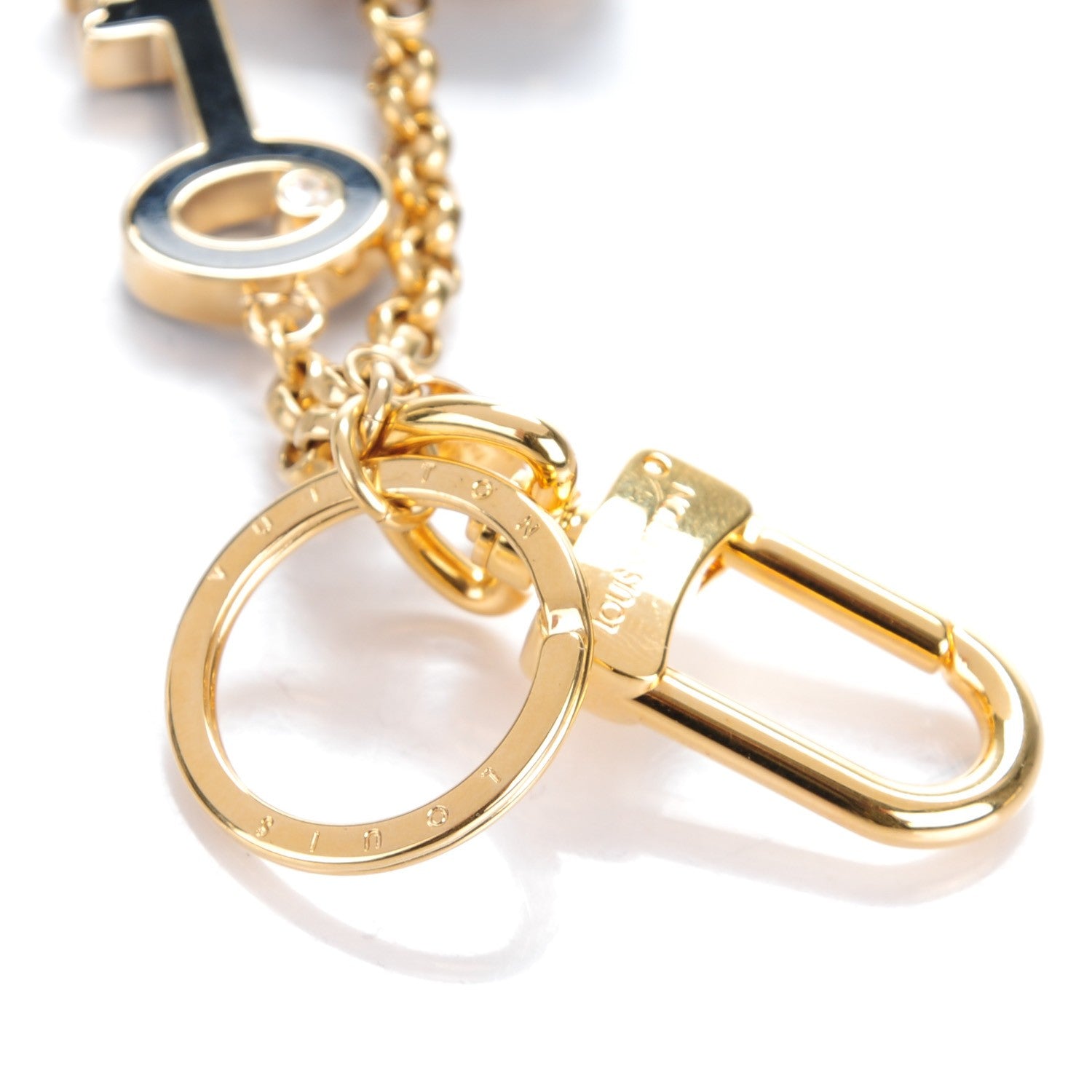 Louis Vuitton Crystal LV Lock Key Holder Bag Charm Black 6 of 6