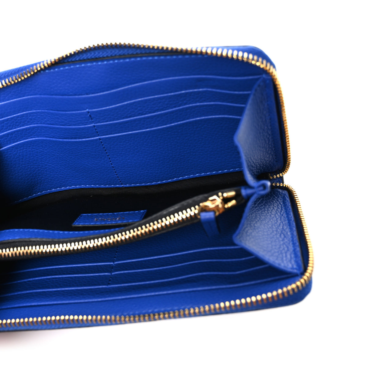 Versace Grained Calfskin Virtus Zip Around Wallet Blue 5 of 6