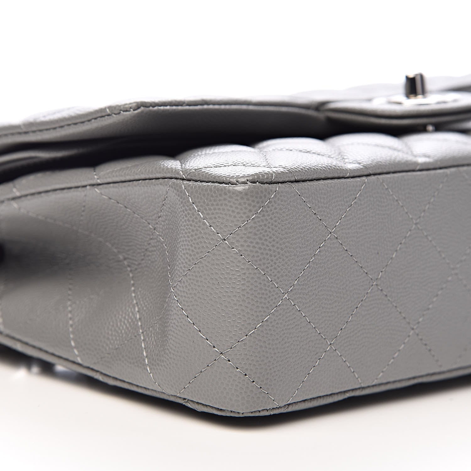 Chanel Caviar Quilted Medium Double Flap Grey 8 of 11