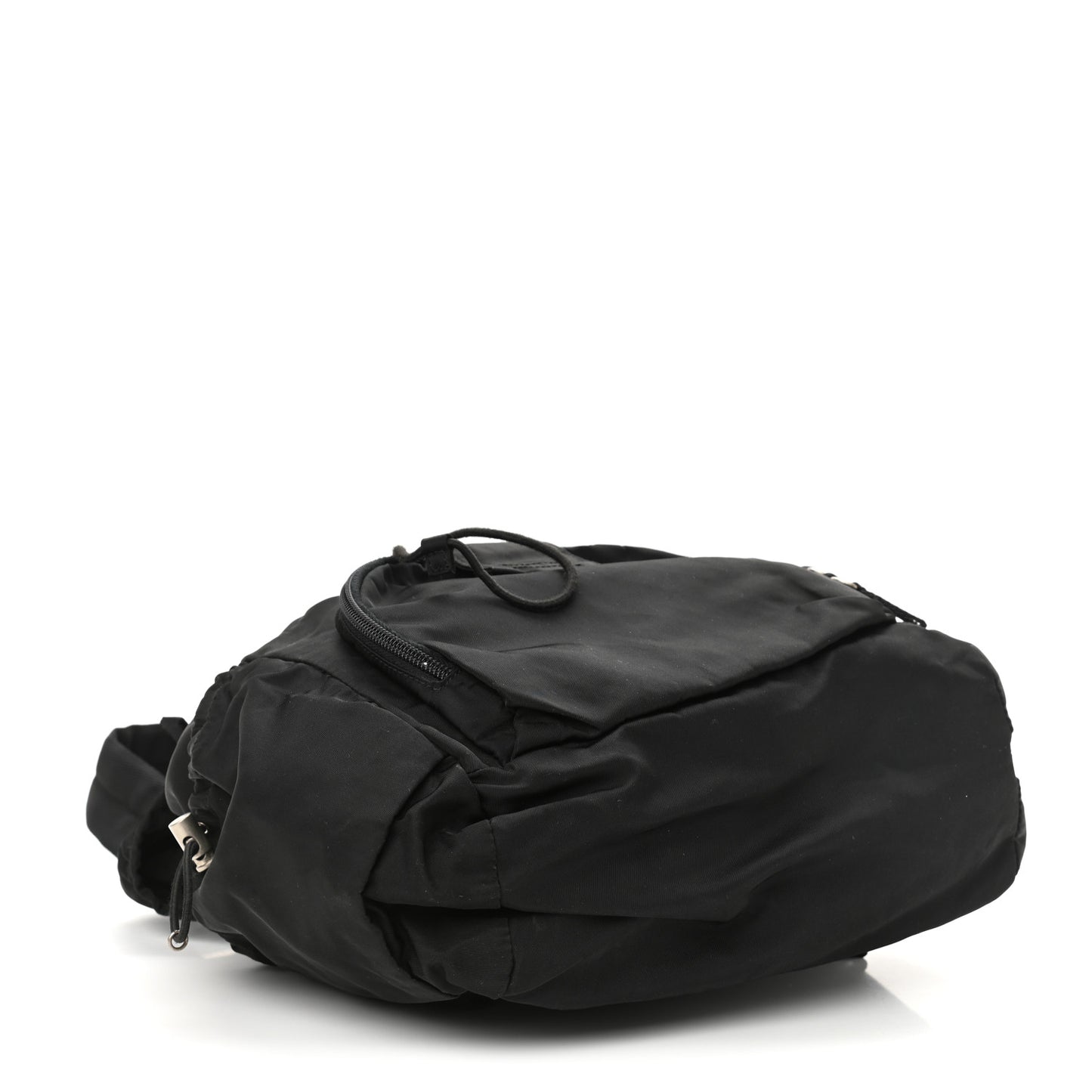 Technical Nylon Saffiano Double Buckle Backpack Black
