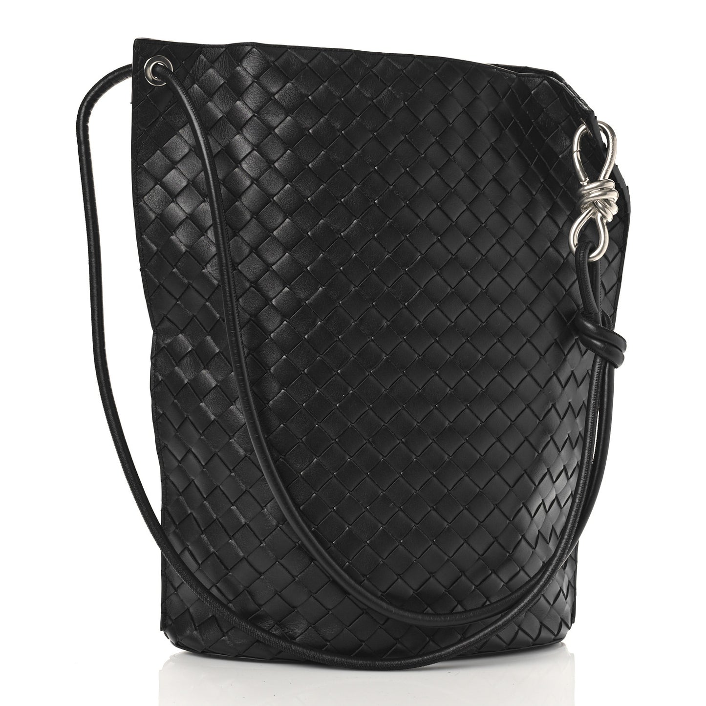 Nappa Intrecciato Medium Knot Bucket Bag Black