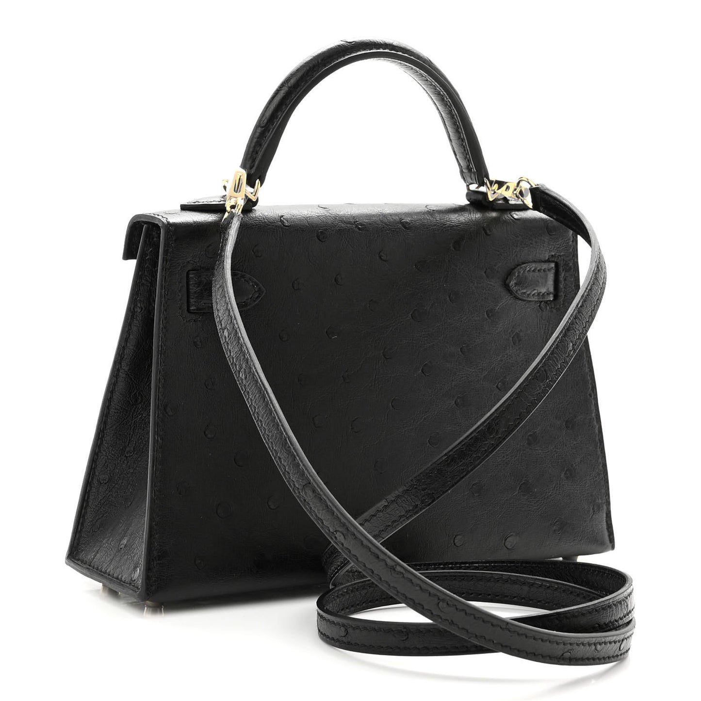 Ostrich Kelly Sellier Mini 20 Black