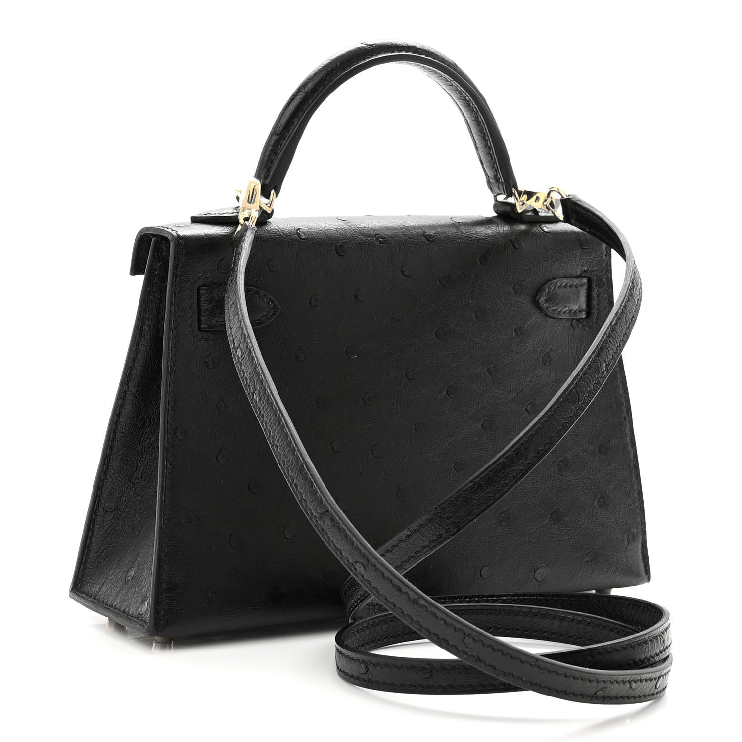 Hermes Ostrich Kelly Sellier Mini 20 Black 3 of 11