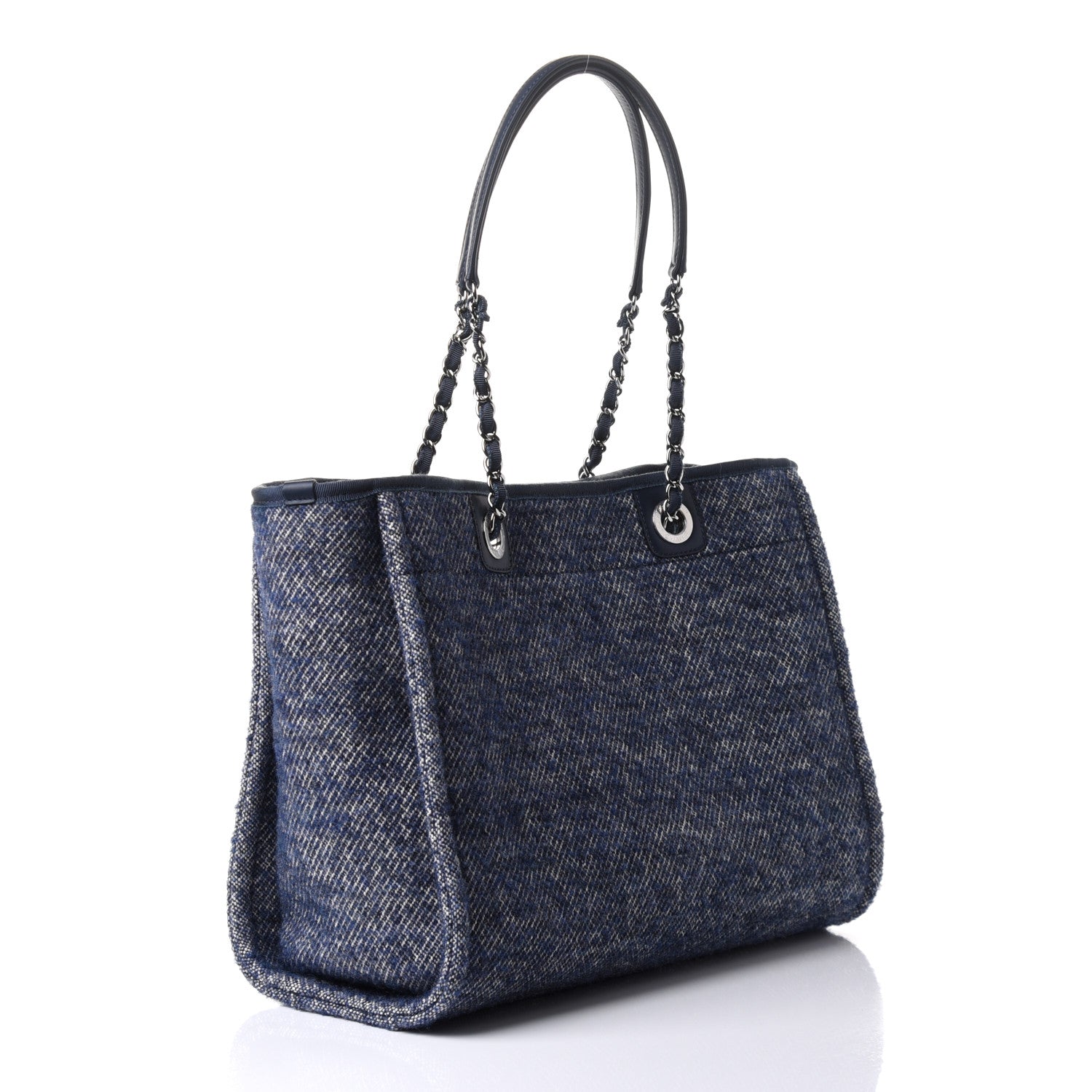 Chanel Mixed Fibers Calfskin Small Deauville Tote Blue 2 of 9
