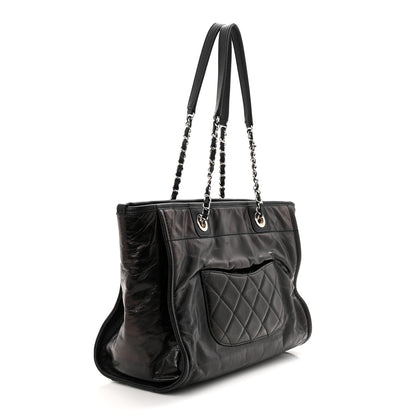 Chanel Glazed Calfskin Small Deauville Tote Black 2 of 9