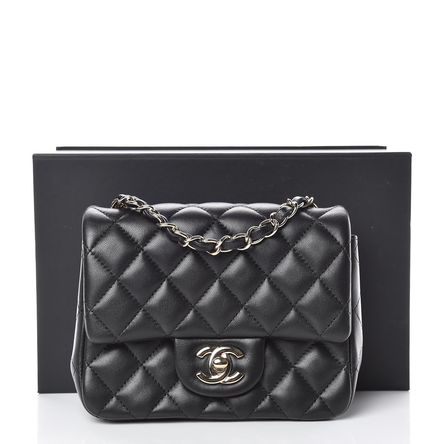 Chanel Lambskin Quilted Mini Square Flap Black 10 of 10