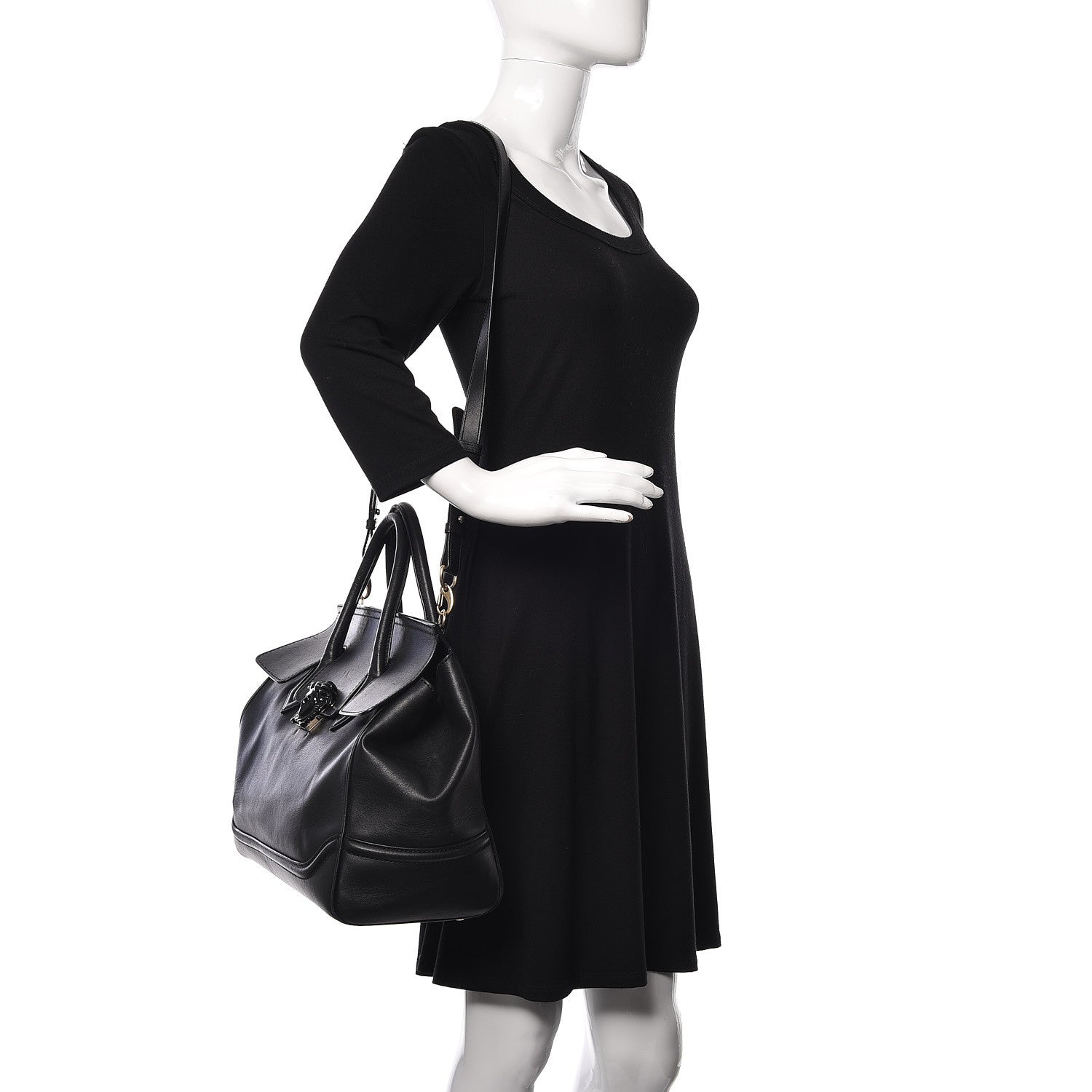 Versace Calfskin Large Palazzo Empire Bag Black 2 of 40