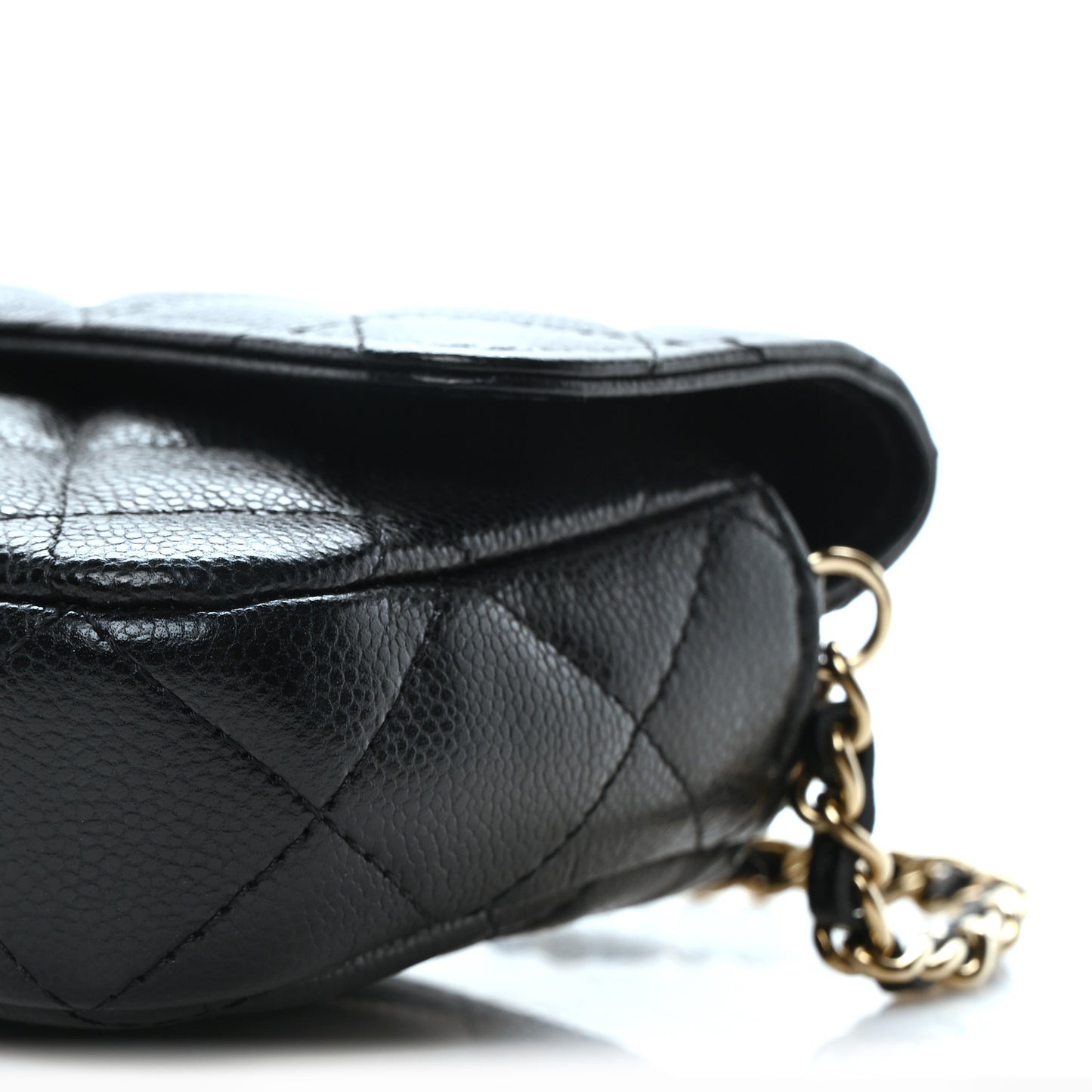 Caviar Quilted Flap Phone Holder With Chain Black