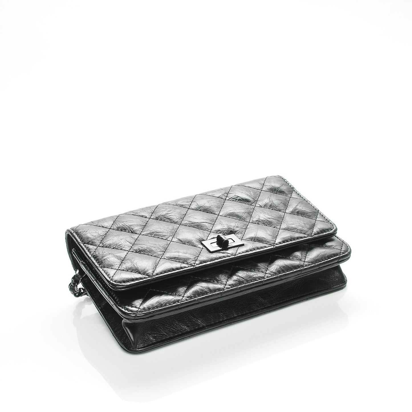 Aged Calfskin Quilted Reissue Wallet On Chain WOC Black