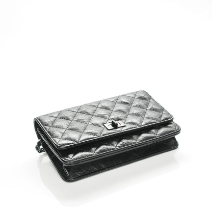 Chanel Aged Calfskin Quilted Reissue Wallet On Chain WOC Black 4 of 8