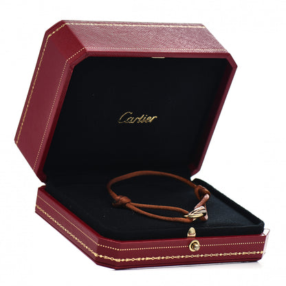Cartier 18K Pink Yellow White Gold Trinity Adjustable Cord Bracelet Brown 5 of 5