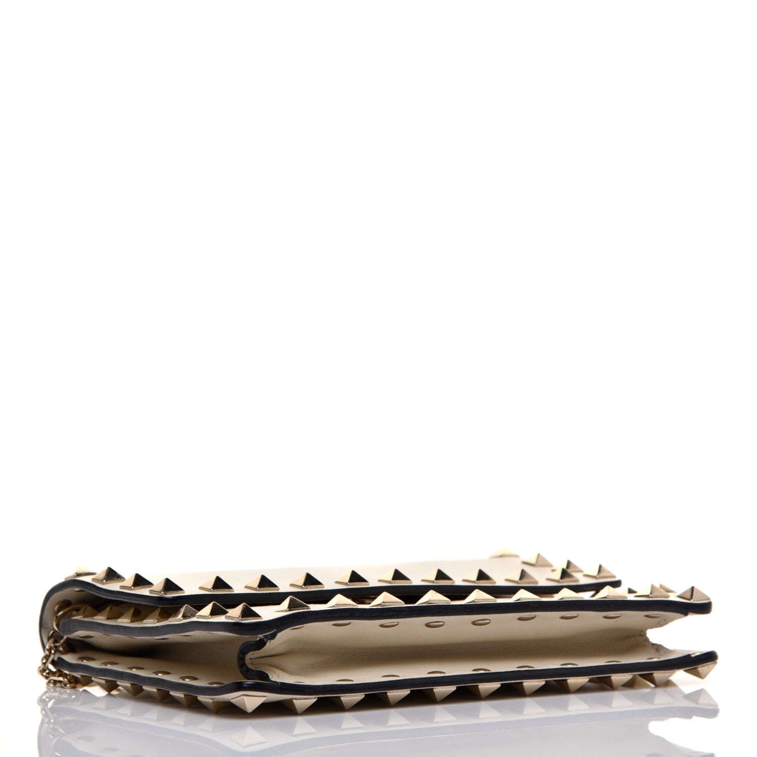Valentino Garavani Vitello Mini Rockstud Flap Wallet on Chain Ivory 4 of 12