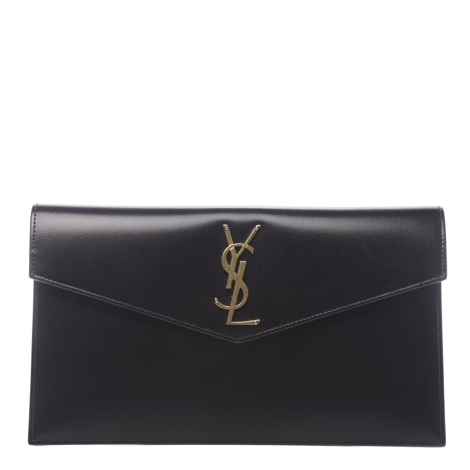 Saint Laurent Smooth Shiny Calfskin Monogram Uptown Pouch Black 1 of 7