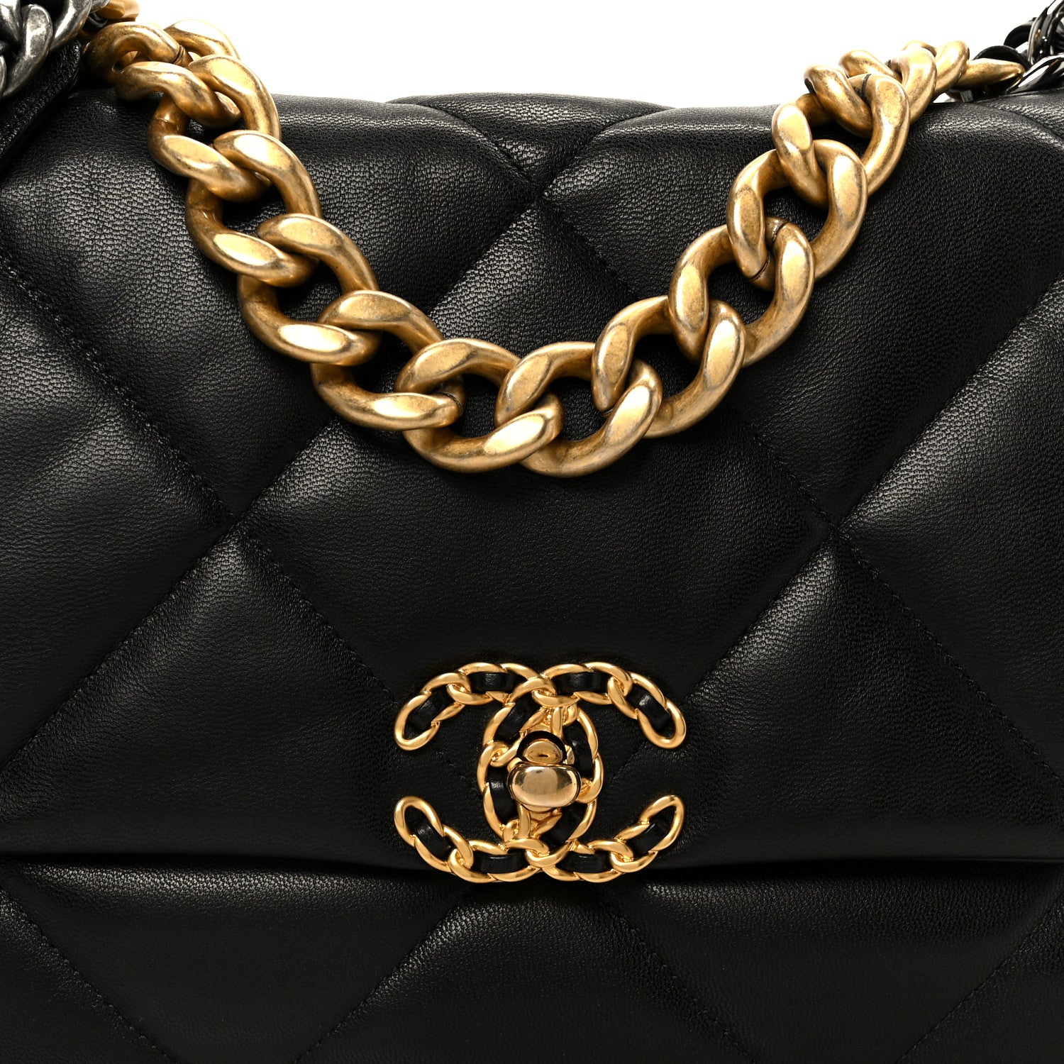 Chanel Goatskin Quilted Large Chanel 19 Flap Black 8 of 10