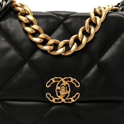 Chanel Goatskin Quilted Large Chanel 19 Flap Black 8 of 10