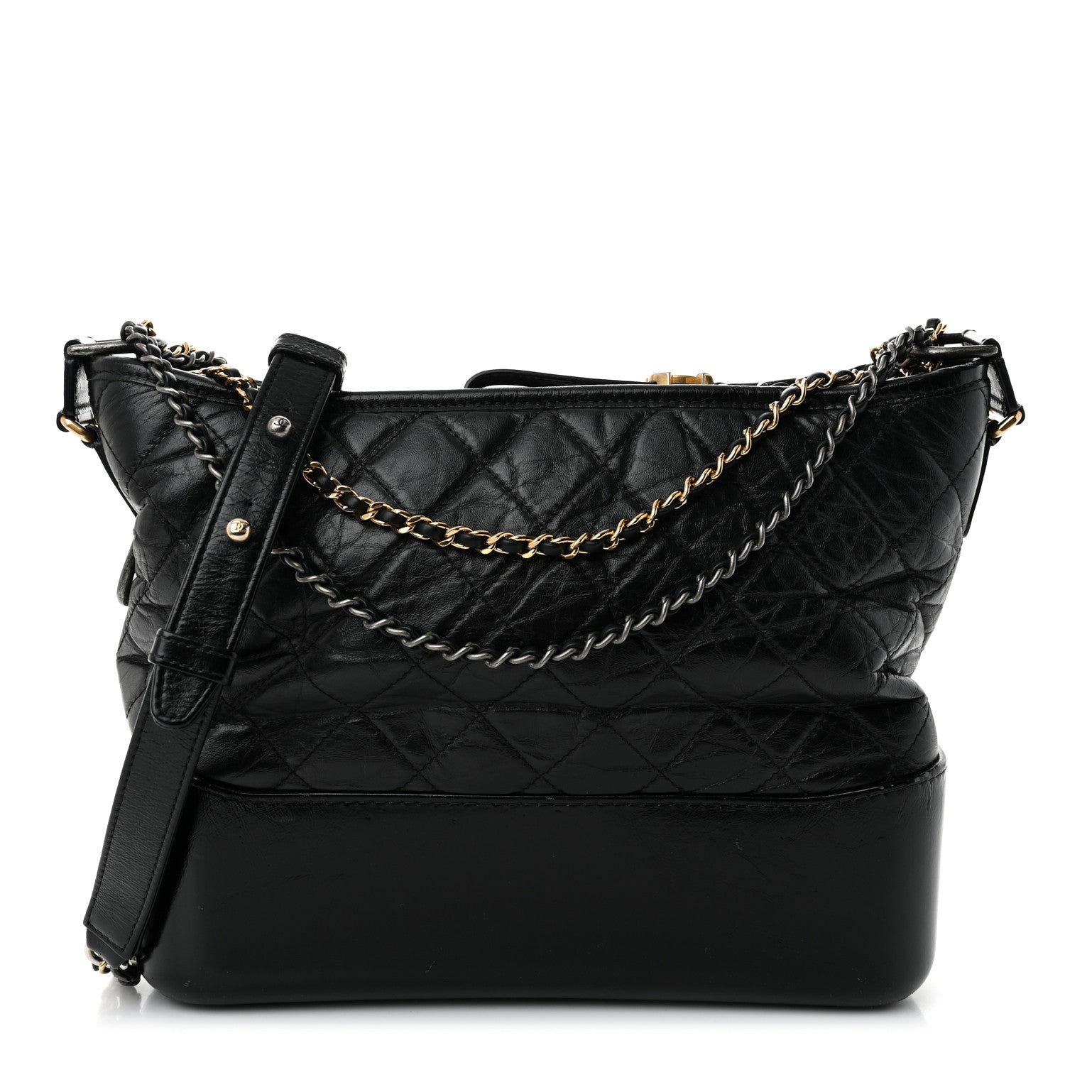 Chanel Aged Calfskin Quilted Medium Gabrielle Hobo Black 1 of 11