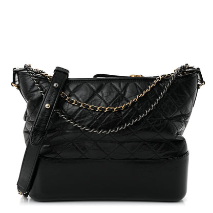 Chanel Aged Calfskin Quilted Medium Gabrielle Hobo Black 1 of 11
