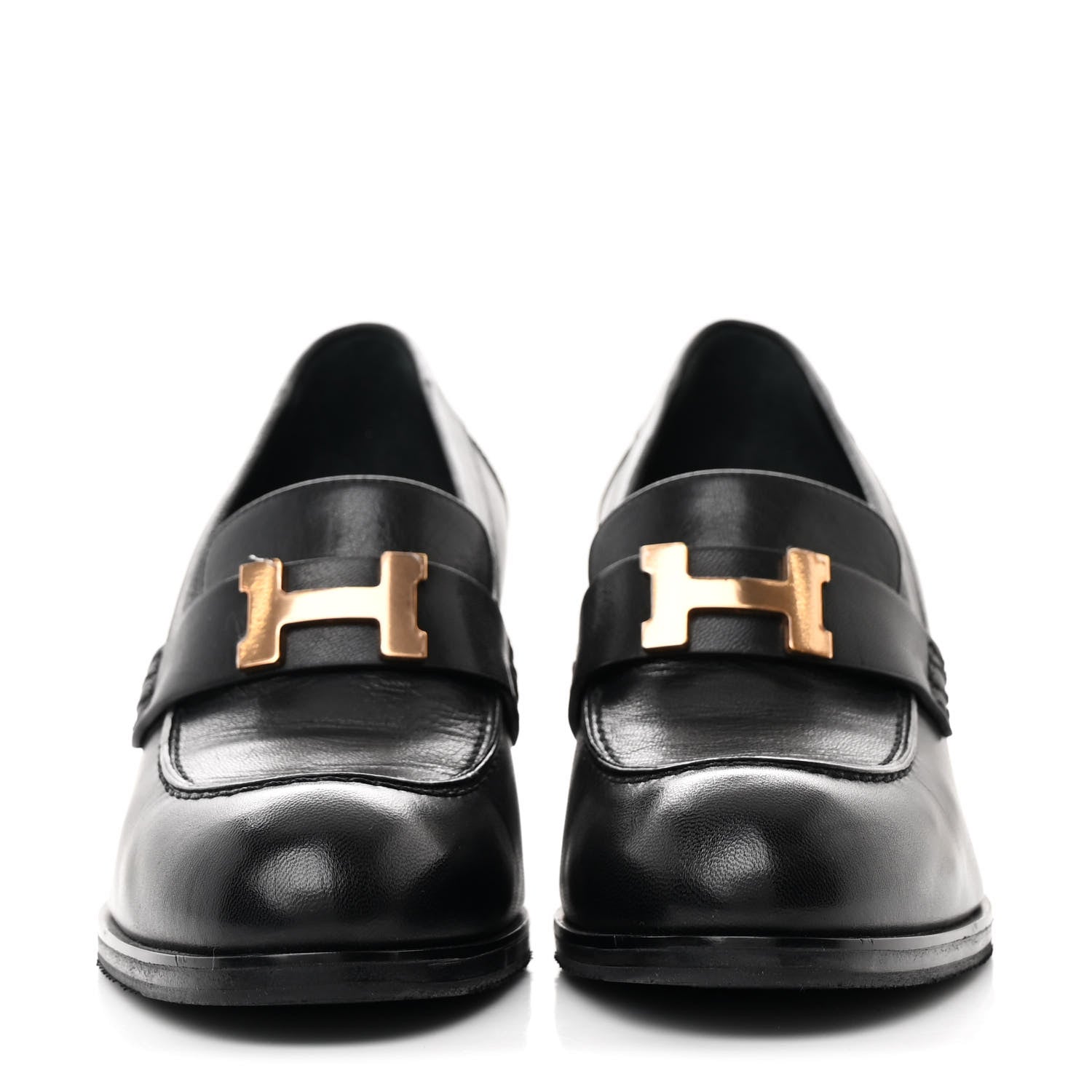 Hermes Goatskin Womens Dauphine 70 Moccasin Loafers 41 Black 2 of 9