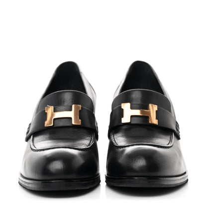Hermes Goatskin Womens Dauphine 70 Moccasin Loafers 41 Black 2 of 9