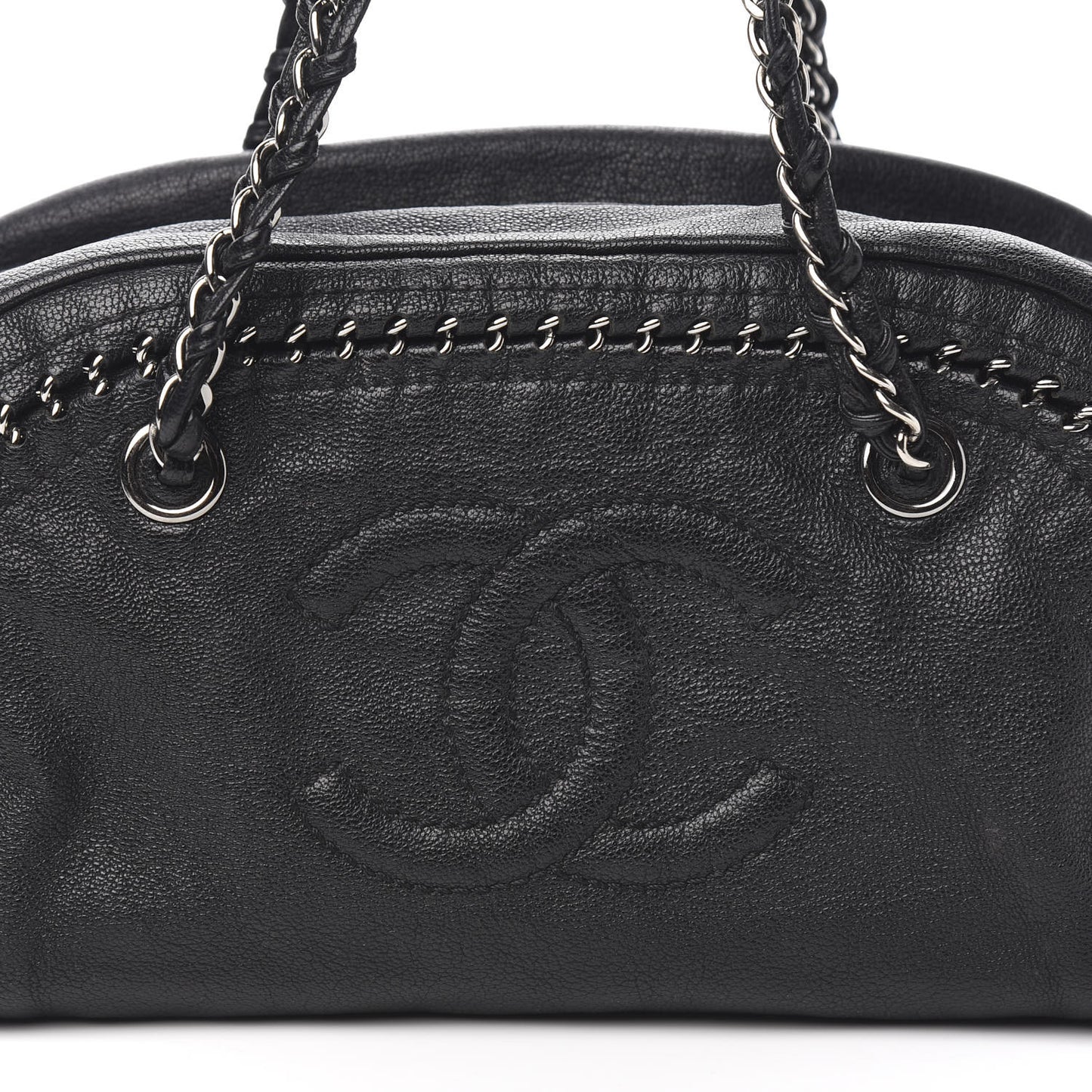 Goatskin Medium Luxe Ligne Bowler Black