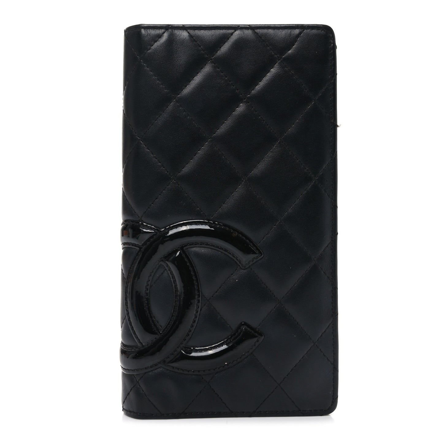 Calfskin Quilted Cambon Yen Wallet Black