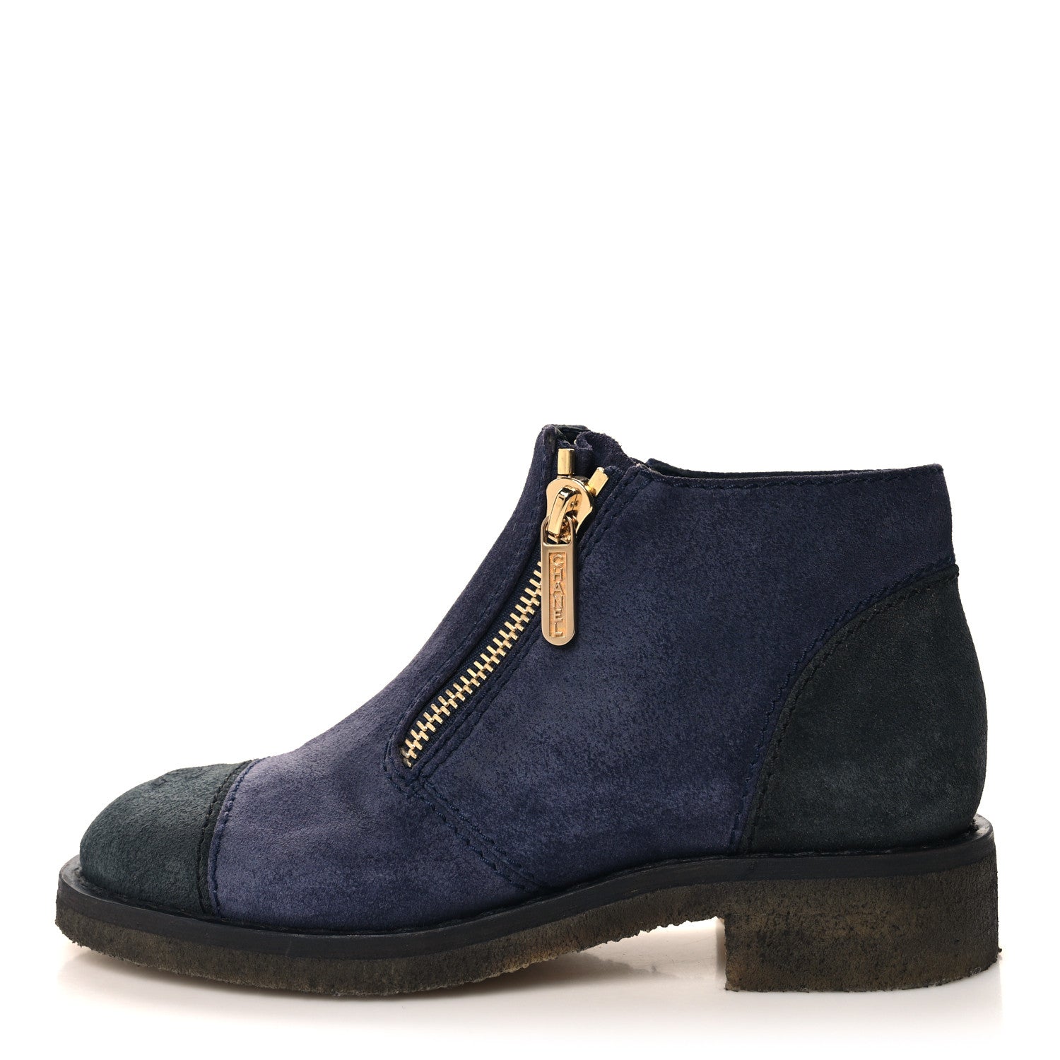 Chanel Suede CC Short Boots 38.5 Purple Gray 1 of 8