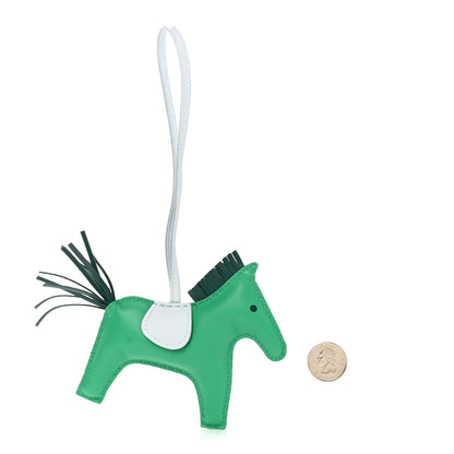 Hermes Milo Lambskin Grigri Rodeo Horse Bag Charm MM Menthe Malachite Brume 2 of 5