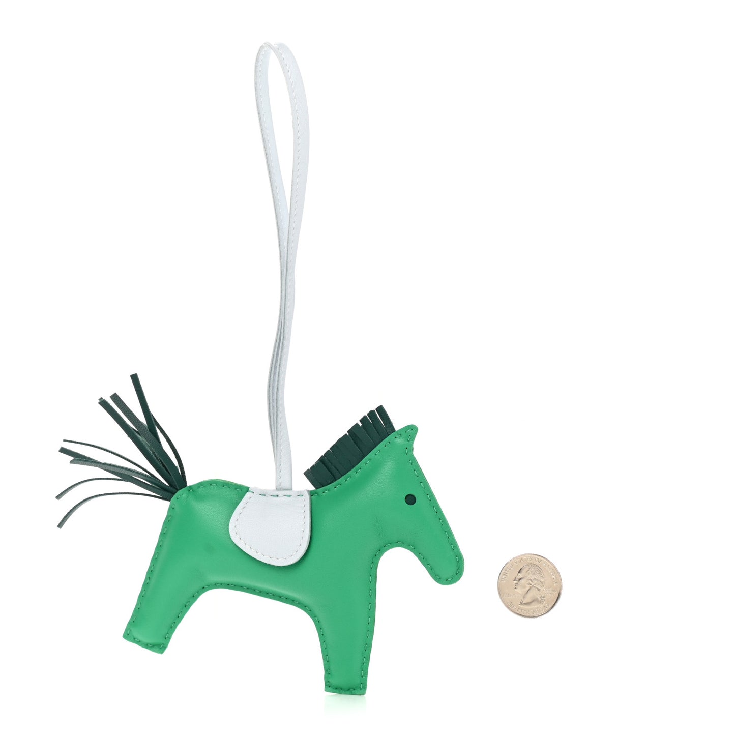 Milo Lambskin Grigri Rodeo Horse Bag Charm MM Menthe Malachite Brume
