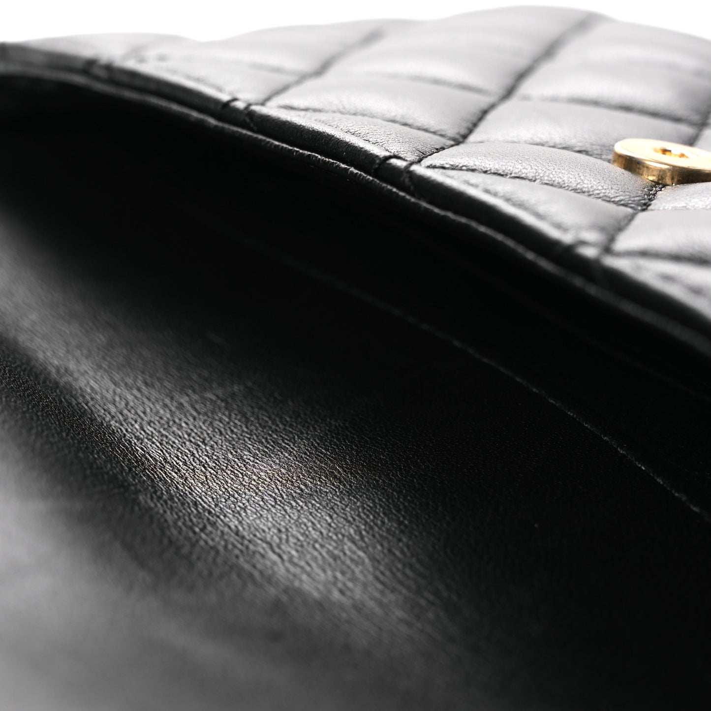Lambskin Metallic Quilted Small CC Chic Double Flap Black Gold