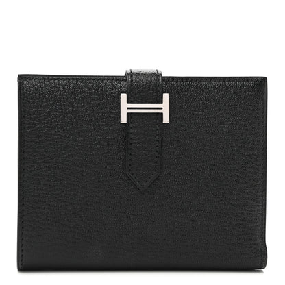 Hermes Chevre Mysore Bearn Compact Wallet Black 1 of 7