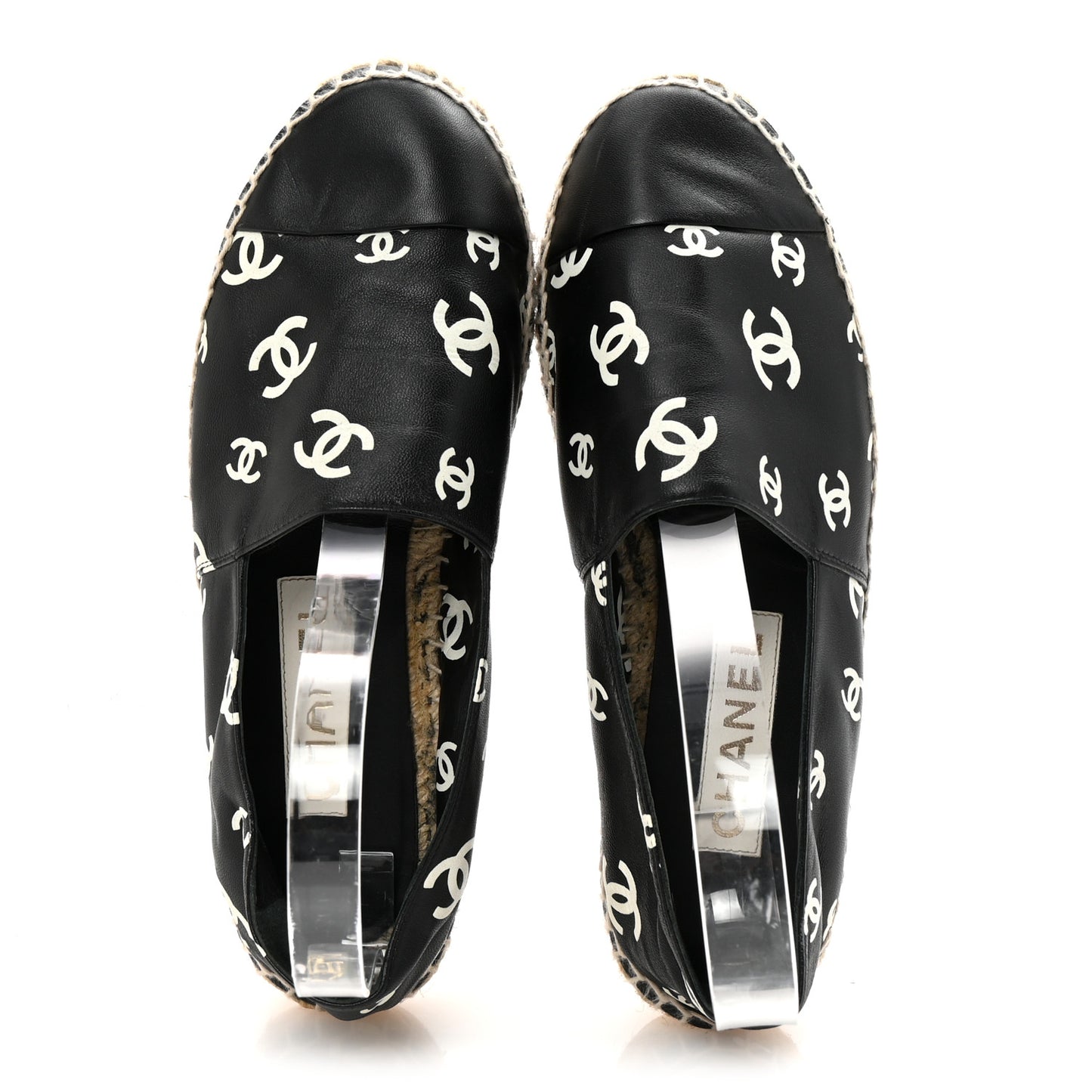Lambskin Printed CC Espadrilles 38 Black White