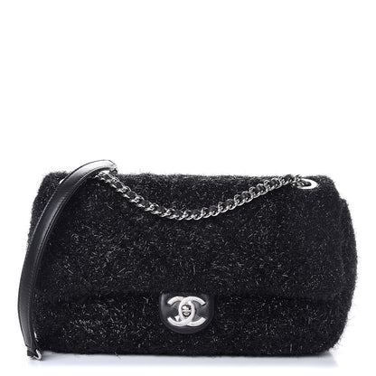 Chanel Lurex Knit Medium Pluto Glitter Flap Black 1 of 8