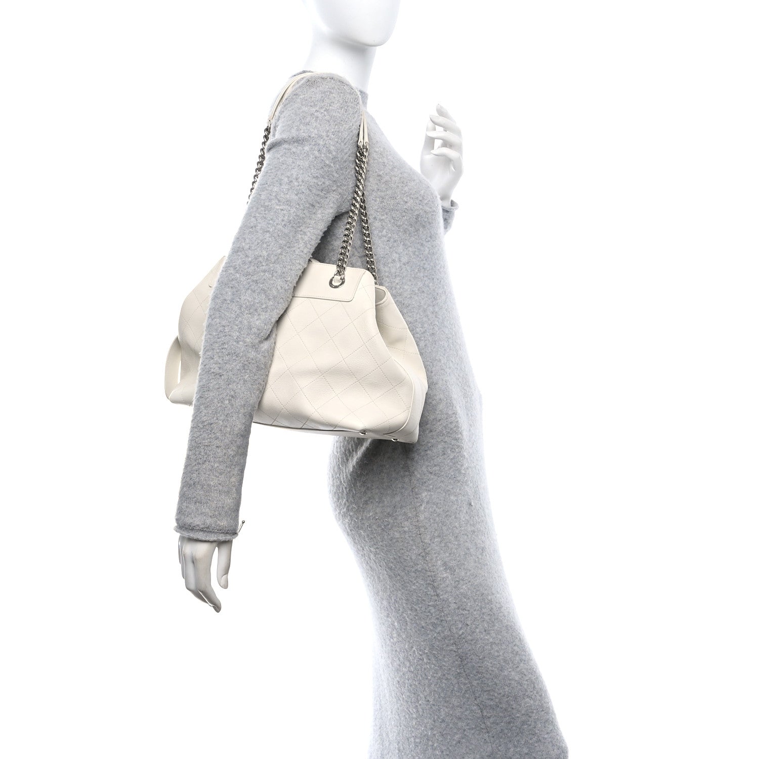Chanel Calfskin Stitched Small Urban Shopping Tote White 2 of 15