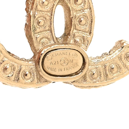 Chanel Metal Graduated Pearl Crystal CC Earrings Light Gold 4 of 5