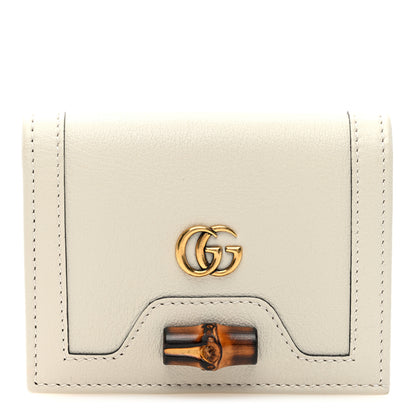 Gucci Wonka Grain Calfskin Diana Card Case Wallet Mystic White 1 of 5